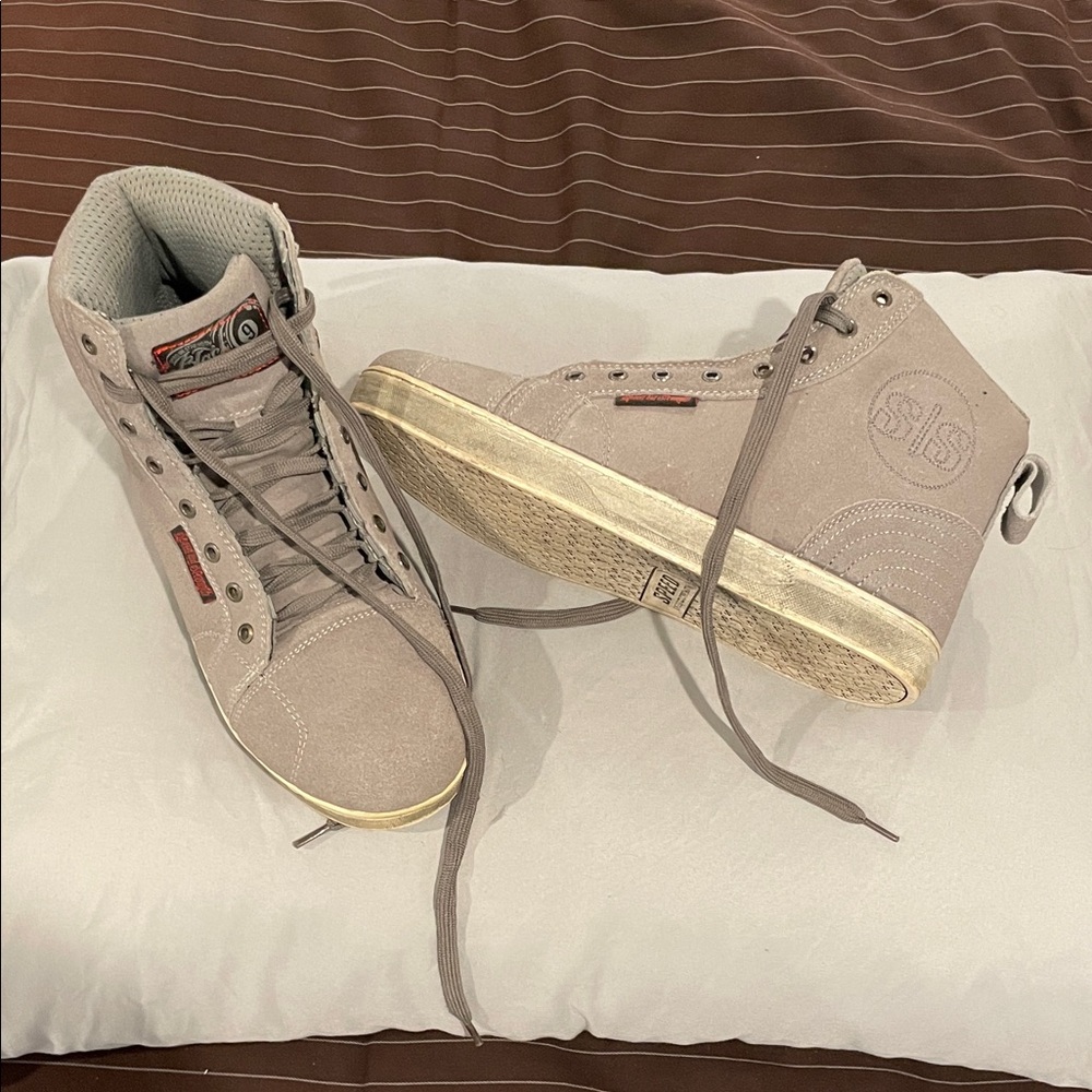 Speed and Strength Gray High-Top Moto Sneakers